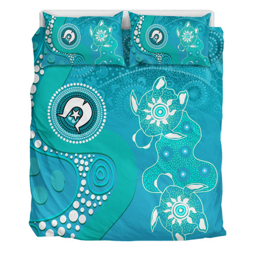 Australia Turtles Aboriginal Bedding Set - Indigenous Dot Turtles In The Ocean (Turquoise) Bedding Set Australia Turtles Aboriginal Bedding Set - Indigenous Dot Turtles In The Ocean (Turquoise) Bedding Set