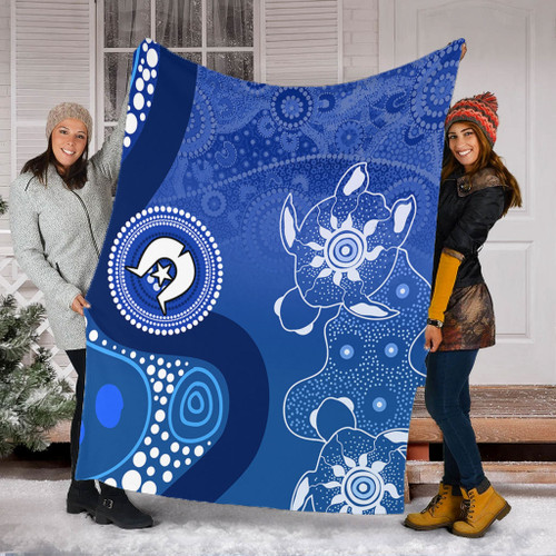 Australia Turtles Aboriginal Blanket - Indigenous Dot Turtles In The Ocean (Blue) Blanket Australia Turtles Aboriginal Blanket - Indigenous Dot Turtles In The Ocean (Blue) Blanket