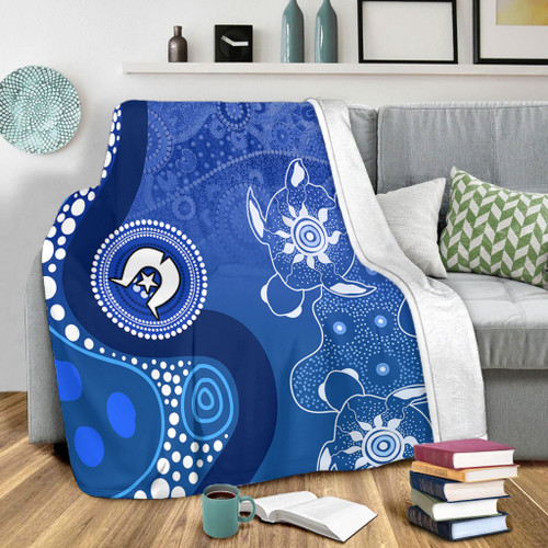 Australia Turtles Aboriginal Blanket - Indigenous Dot Turtles In The Ocean (Blue) Blanket Australia Turtles Aboriginal Blanket - Indigenous Dot Turtles In The Ocean (Blue) Blanket