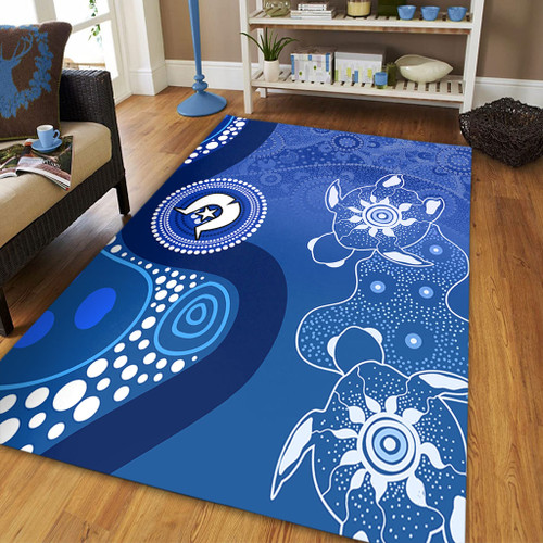 Australia Turtles Aboriginal Area Rug - Indigenous Dot Turtles In The Ocean (Blue) Area Rug Australia Turtles Aboriginal Area Rug - Indigenous Dot Turtles In The Ocean (Blue) Area Rug
