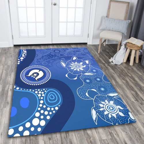 Australia Turtles Aboriginal Area Rug - Indigenous Dot Turtles In The Ocean (Blue) Area Rug Australia Turtles Aboriginal Area Rug - Indigenous Dot Turtles In The Ocean (Blue) Area Rug