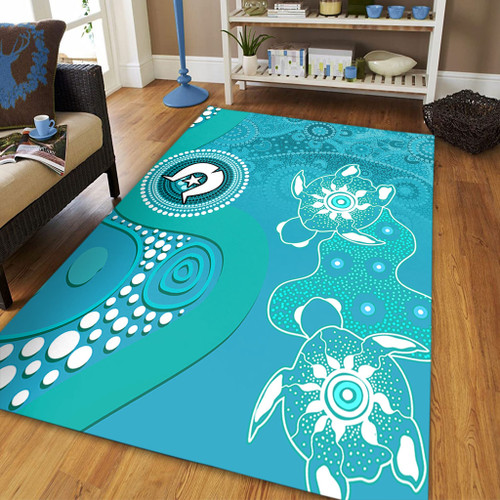 Australia Turtles Aboriginal Area Rug - Indigenous Dot Turtles In The Ocean (Turquoise) Area Rug Australia Turtles Aboriginal Area Rug - Indigenous Dot Turtles In The Ocean (Turquoise) Area Rug
