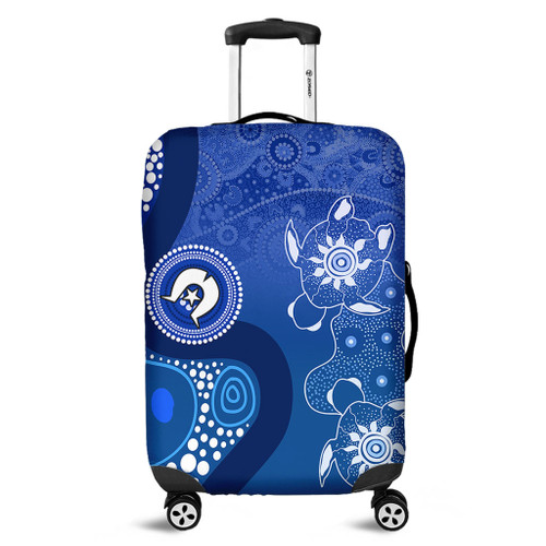Australia Turtles Aboriginal Luggage Cover - Indigenous Dot Turtles In The Ocean (Blue) Luggage Cover Australia Turtles Aboriginal Luggage Cover - Indigenous Dot Turtles In The Ocean (Blue) Luggage Cover