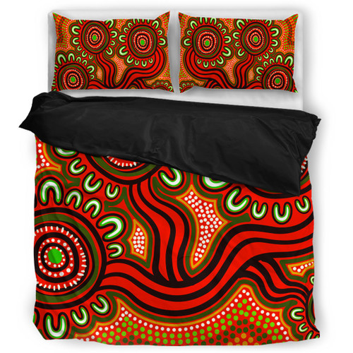 Australia Aboriginal Bedding Set - Dot Patterns From Indigenous Australian Culture (Orange) Bedding Set