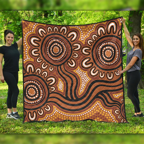 Australia Aboriginal Quilt - Dot Patterns From Indigenous Australian Culture (Brown) Quilt Australia Aboriginal Quilt - Dot Patterns From Indigenous Australian Culture (Brown) Quilt