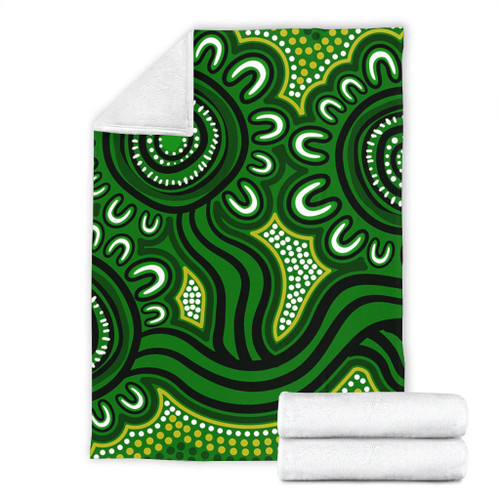 Australia Aboriginal Blanket - Dot Patterns From Indigenous Australian Culture (Green) Blanket Australia Aboriginal Blanket - Dot Patterns From Indigenous Australian Culture (Green) Blanket
