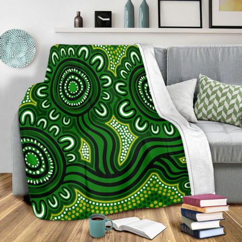 Australia Aboriginal Blanket - Dot Patterns From Indigenous Australian Culture (Green) Blanket Australia Aboriginal Blanket - Dot Patterns From Indigenous Australian Culture (Green) Blanket