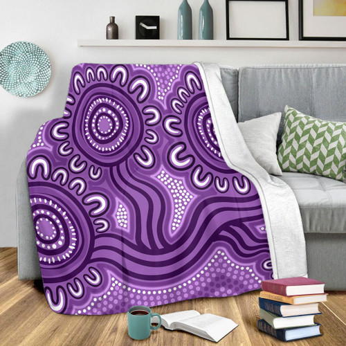 Australia Aboriginal Blanket - Dot Patterns From Indigenous Australian Culture (Purple) Blanket Australia Aboriginal Blanket - Dot Patterns From Indigenous Australian Culture (Purple) Blanket