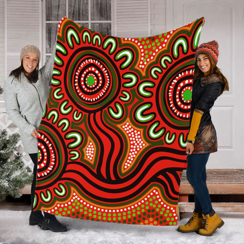 Australia Aboriginal Blanket - Dot Patterns From Indigenous Australian Culture (Orange) Blanket Australia Aboriginal Blanket - Dot Patterns From Indigenous Australian Culture (Orange) Blanket