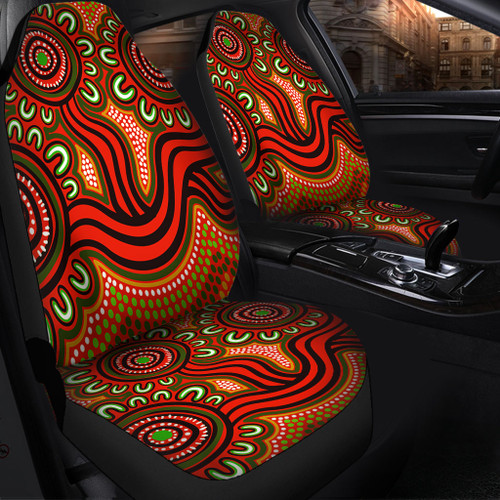 Australia Aboriginal Car Seat Cover - Dot Patterns From Indigenous Australian Culture (Orange) Car Seat Cover