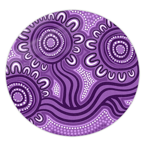 Australia Aboriginal Round Rug - Dot Patterns From Indigenous Australian Culture (Purple) Round Rug