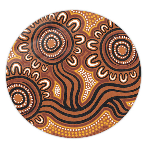 Australia Aboriginal Round Rug - Dot Patterns From Indigenous Australian Culture (Brown) Round Rug