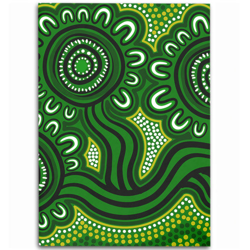 Australia Aboriginal Area Rug - Dot Patterns From Indigenous Australian Culture (Green) Area Rug