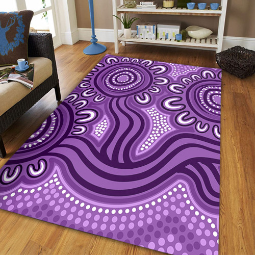 Australia Aboriginal Area Rug - Dot Patterns From Indigenous Australian Culture (Purple) Area Rug