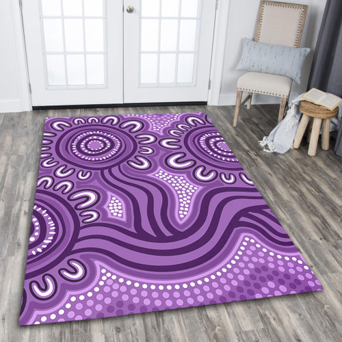 Australia Aboriginal Area Rug - Dot Patterns From Indigenous Australian Culture (Purple) Area Rug
