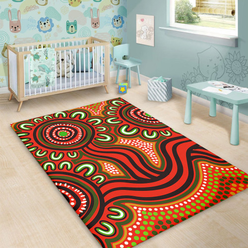 Australia Aboriginal Area Rug - Dot Patterns From Indigenous Australian Culture (Orange) Area Rug