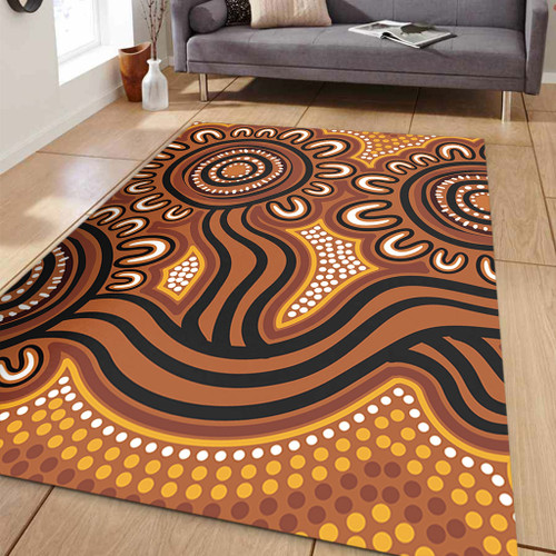 Australia Aboriginal Area Rug - Dot Patterns From Indigenous Australian Culture (Brown) Area Rug