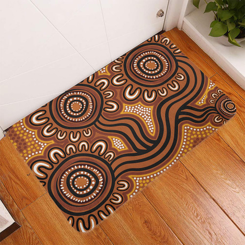 Australia Aboriginal Doormat - Dot Patterns From Indigenous Australian Culture (Brown) Doormat