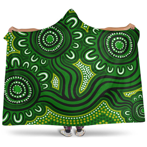 Australia Aboriginal Hooded Blanket - Dot Patterns From Indigenous Australian Culture (Green) Hooded Blanket Australia Aboriginal Hooded Blanket - Dot Patterns From Indigenous Australian Culture (Green) Hooded Blanket