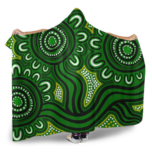 Australia Aboriginal Hooded Blanket - Dot Patterns From Indigenous Australian Culture (Green) Hooded Blanket Australia Aboriginal Hooded Blanket - Dot Patterns From Indigenous Australian Culture (Green) Hooded Blanket