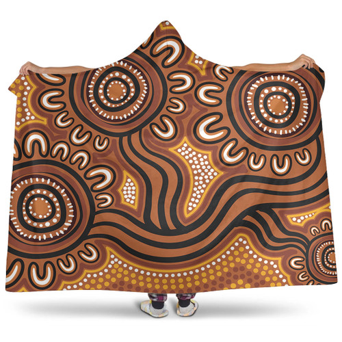 Australia Aboriginal Hooded Blanket - Dot Patterns From Indigenous Australian Culture (Brown) Hooded Blanket Australia Aboriginal Hooded Blanket - Dot Patterns From Indigenous Australian Culture (Brown) Hooded Blanket