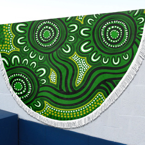 Australia Aboriginal Beach Blanket - Dot Patterns From Indigenous Australian Culture (Green) Beach Blanket Australia Aboriginal Beach Blanket - Dot Patterns From Indigenous Australian Culture (Green) Beach Blanket