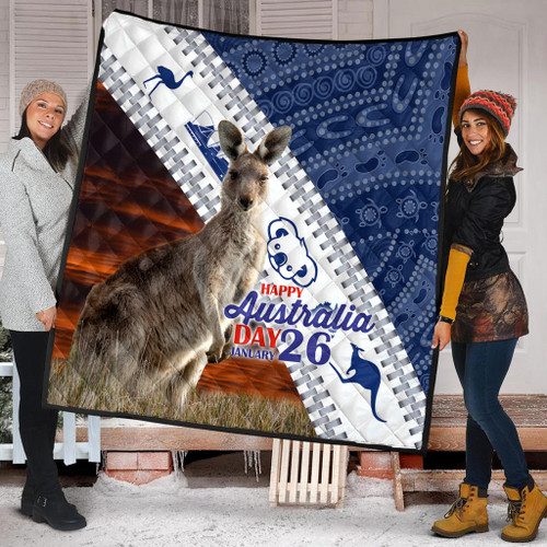 Australia Australia Day Quilt - Kangaroo Happy Australia Day Aboriginal Pattern Quilt