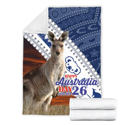 Australia Australia Day Blanket - Kangaroo Happy Australia Day Aboriginal Pattern Blanket Australia Australia Day Blanket - Kangaroo Happy Australia Day Aboriginal Pattern Blanket