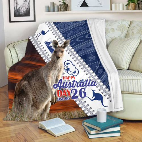 Australia Australia Day Blanket - Kangaroo Happy Australia Day Aboriginal Pattern Blanket Australia Australia Day Blanket - Kangaroo Happy Australia Day Aboriginal Pattern Blanket