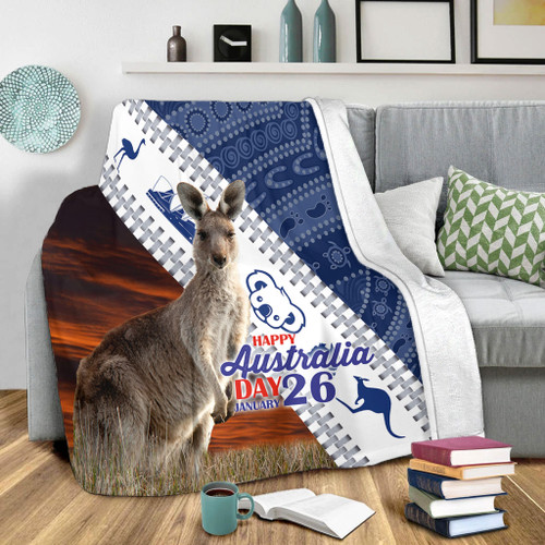 Australia Australia Day Blanket - Kangaroo Happy Australia Day Aboriginal Pattern Blanket Australia Australia Day Blanket - Kangaroo Happy Australia Day Aboriginal Pattern Blanket