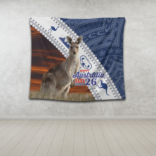 Australia Australia Day Tapestry - Kangaroo Happy Australia Day Aboriginal Pattern Tapestry Australia Australia Day Tapestry - Kangaroo Happy Australia Day Aboriginal Pattern Tapestry