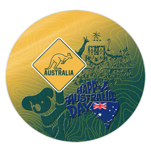 Australia Australia Day Round Rug - Australia Coat Of Arms Kangaroo And Koala Sign Round Rug Australia Australia Day Round Rug - Australia Coat Of Arms Kangaroo And Koala Sign Round Rug