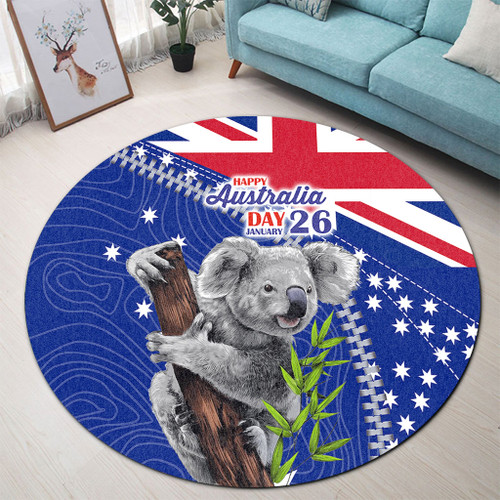 Australia Australia Day Round Rug - Koala Happy Australia Day Round Rug