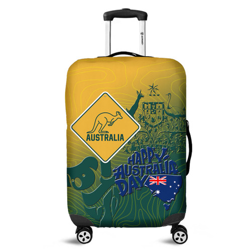 Australia Australia Day Luggage Cover - Australia Coat Of Arms Kangaroo And Koala Sign Luggage Cover Australia Australia Day Luggage Cover - Australia Coat Of Arms Kangaroo And Koala Sign Luggage Cover