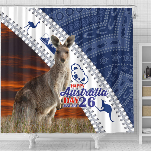 Australia Australia Day Shower Curtain - Kangaroo Happy Australia Day Aboriginal Pattern Shower Curtain Australia Australia Day Shower Curtain - Kangaroo Happy Australia Day Aboriginal Pattern Shower Curtain