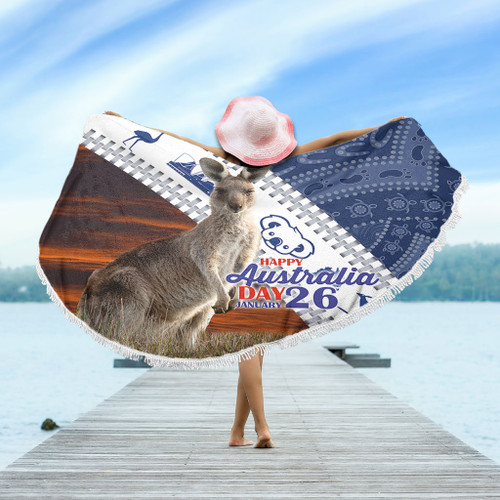Australia Australia Day Beach Blanket - Kangaroo Happy Australia Day Aboriginal Pattern Beach Blanket Australia Australia Day Beach Blanket - Kangaroo Happy Australia Day Aboriginal Pattern Beach Blanket