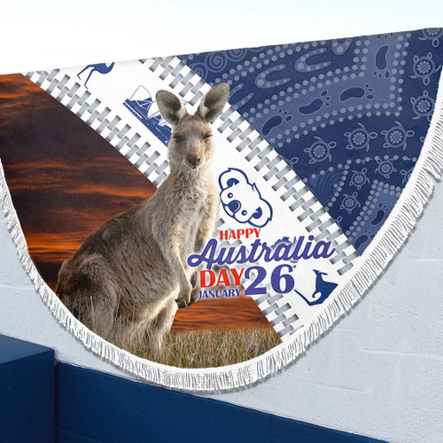 Australia Australia Day Beach Blanket - Kangaroo Happy Australia Day Aboriginal Pattern Beach Blanket Australia Australia Day Beach Blanket - Kangaroo Happy Australia Day Aboriginal Pattern Beach Blanket