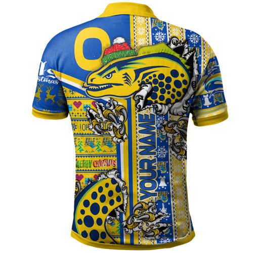 Parramatta Eels Christmas Polo Shirt - Custom Merry Chrissy Eels Ho Ho Ho Scratch Polo Shirt Parramatta Eels Christmas Polo Shirt - Custom Merry Chrissy Eels Ho Ho Ho Scratch Polo Shirt
