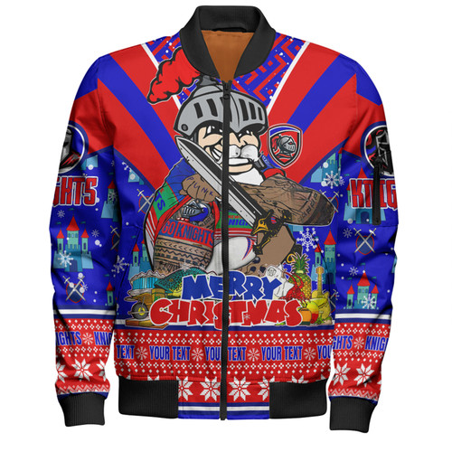 Newcastle Knights Christmas Custom Bomber Jacket - Newcastle Knights Santa Aussie Big Things Bomber Jacket Newcastle Knights Christmas Custom Bomber Jacket - Newcastle Knights Santa Aussie Big Things Bomber Jacket