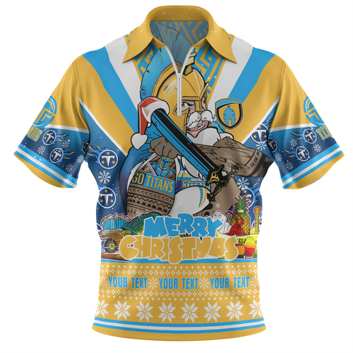 Gold Coast Titans Christmas Custom Zip Polo Shirt - Gold Coast Titans Santa Aussie Big Things Zip Polo Shirt Gold Coast Titans Christmas Custom Zip Polo Shirt - Gold Coast Titans Santa Aussie Big Things Zip Polo Shirt
