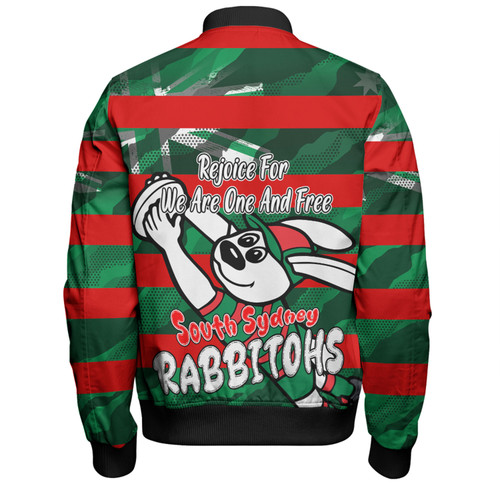 South Sydney Rabbitohs Bomber Jacket - Happy Australia Day We Are One And Free South Sydney Rabbitohs Bomber Jacket - Happy Australia Day We Are One And Free