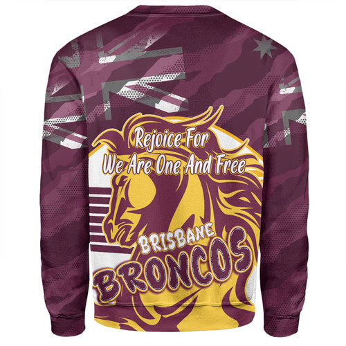 Brisbane Broncos Sweatshirt - Happy Australia Day We Are One And Free Brisbane Broncos Sweatshirt - Happy Australia Day We Are One And Free
