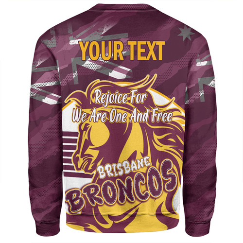 Brisbane Broncos Sweatshirt - Happy Australia Day We Are One And Free Brisbane Broncos Sweatshirt - Happy Australia Day We Are One And Free