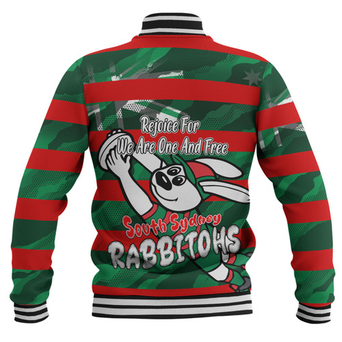 South Sydney Rabbitohs Baseball Jacket - Happy Australia Day We Are One And Free South Sydney Rabbitohs Baseball Jacket - Happy Australia Day We Are One And Free