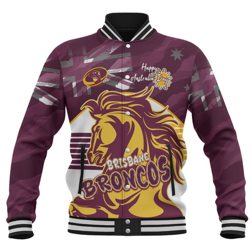 Brisbane Broncos Baseball Jacket - Happy Australia Day We Are One And Free