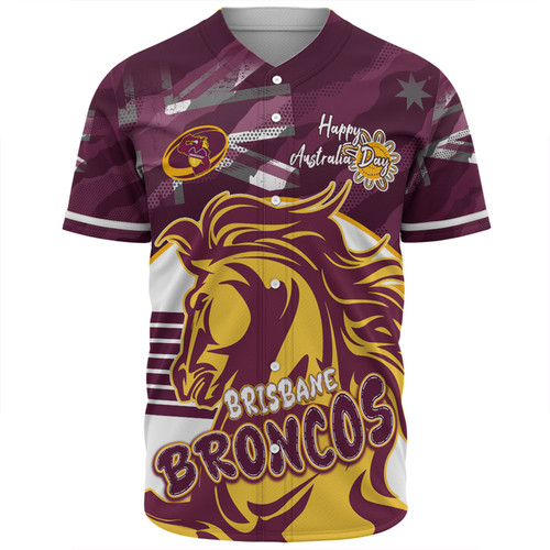 Brisbane Broncos Baseball Shirt - Happy Australia Day We Are One And Free