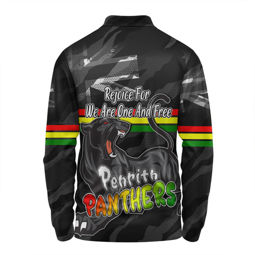 Penrith Panthers Long Sleeve Polo Shirt - Happy Australia Day We Are One And Free Penrith Panthers Long Sleeve Polo Shirt - Happy Australia Day We Are One And Free