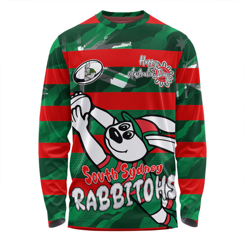 South Sydney Rabbitohs Long Sleeve T-shirt - Happy Australia Day We Are One And Free