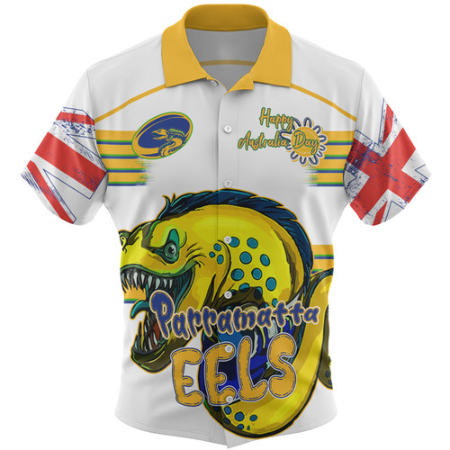 Parramatta Eels Hawaiian Shirt - Happy Australia Day We Are One And Free V2