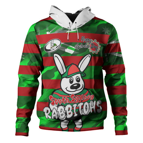 South Sydney Rabbitohs Hoodie - Happy Australia Day We Are One And Free V2